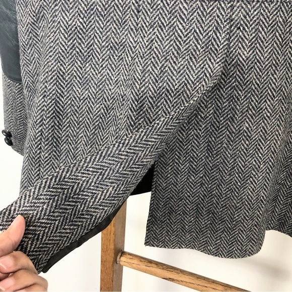 VINTAGE grey herringbone sports jacket leather elbow patches single breasted 44 - Picture 8 of 15
